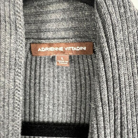 Adrienne Vittadini Cotton Ribbed Cardigan | Size L | Cozy Dramatic Energy - Picture 3 of 10